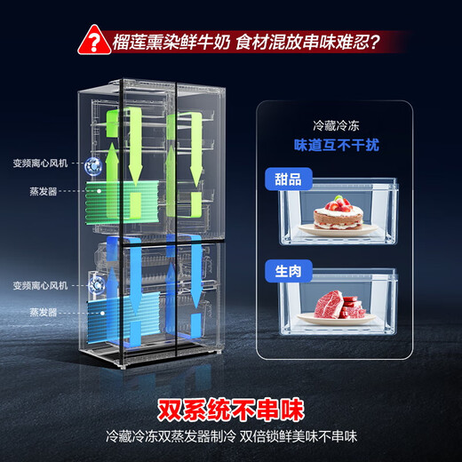 Rongsheng Kühlschrank 500L IDP Deodorant Aktive Sterilisation Ultradünner eingebetteter frostfreier Kühlschrank Stufe 1 Dual Frequency Conversion National Subvention Trade-In Rongsheng 501pro Blue Light Freshness + Dual System Dual Cycle Cooling auf beiden Seiten