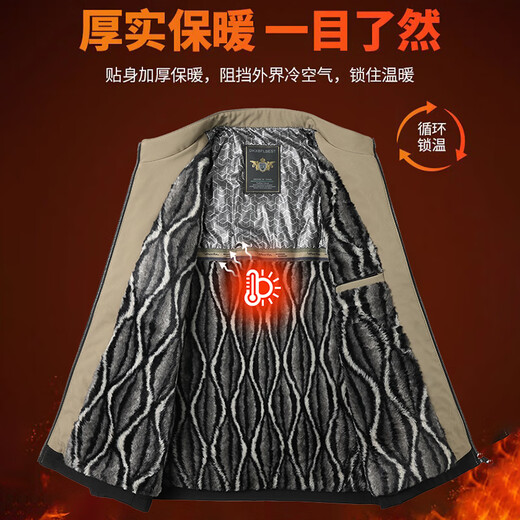 Woodpecker (TUCANO) jacket men's winter velvet thickened warm stand-up collar jacket men's middle-aged and elderly men's clothing gifts for dad during the holidays