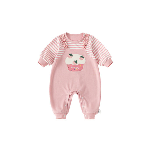INSBOBO baby clothes 2026 spring new baby girl crawling clothes baby jumpsuit newborn spring clothes pink 80cm