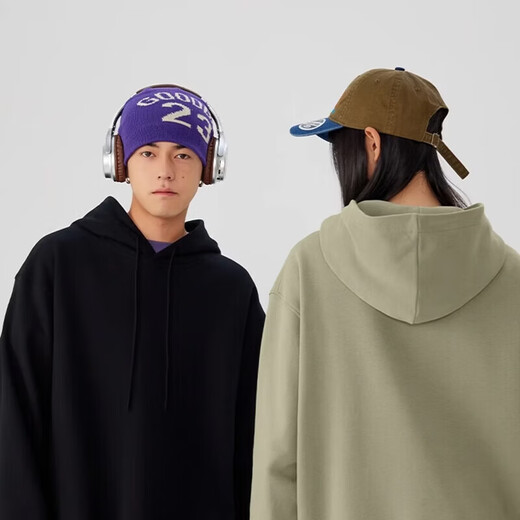 MINISO Cartoon Puppy Hooded Pullover Sweatshirt for Men and Women 2026 New Spring and Autumn Loose Heavy Design Couple Jacket White Flower Gray (m Cute Dog Universe Chest Label_m Cute Dog Universe Back Label) S/165 (Strict Quality Control)