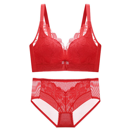 Modal 2026 Horse Zodiac Year Underwear Set Women's Wireless Push Up Red Bra Bridal Wedding New Popular Style Dark Gray - Single Bra 80C 36