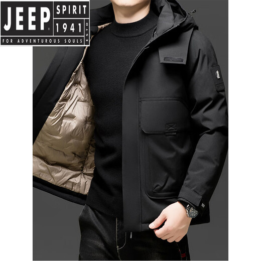 JEEP SPIRIT2026 Новый зимний мужской пуховик Мужская теплая куртка среднего возраста Утепленная куртка для папы 8688 Пуховик Moon Silver White L (80-100Jin Jin равен 0,5 кг)