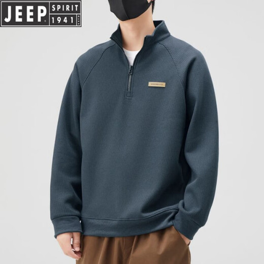 JEEP Jeep half-zip sweatshirt men's velvet thickened loose autumn and winter 2025 new stand-up collar warm bottoming shirt men's 6089m apricot plus velvet 2XL (recommended 155-180Jin Jin equals 0.5 kg)