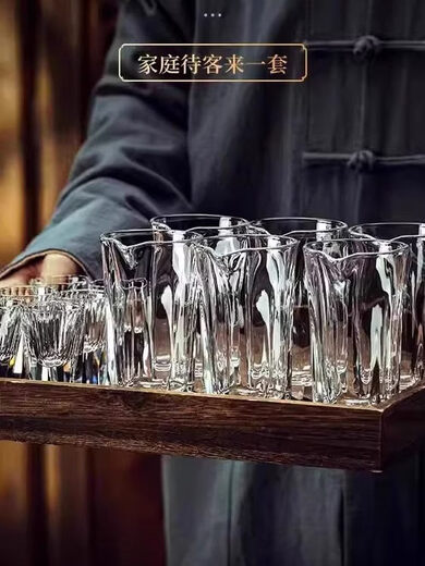 Household diamond white wine glass set light luxury small wine glass one cup wine divider wine cup high-end wine set with scale square bottom cup x 2 + square pot x 1