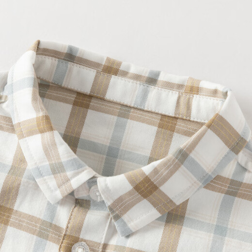 DAVE&BELLA children's shirt 2026 spring new pure cotton boys plaid shirt male baby jacket casual children's top plaid in stock 100 cm (recommended height 90-100cm)