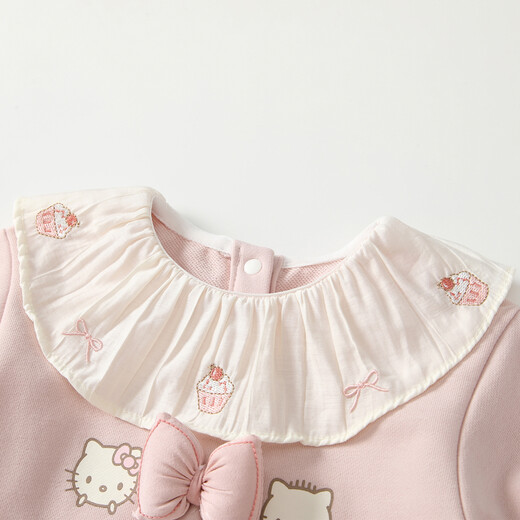 Fanxian baby clothes, spring clothes, newborn baby girl jumpsuit, one-piece full moon, hundred days, fashionable princess romper, spring and autumn, pink 66cm