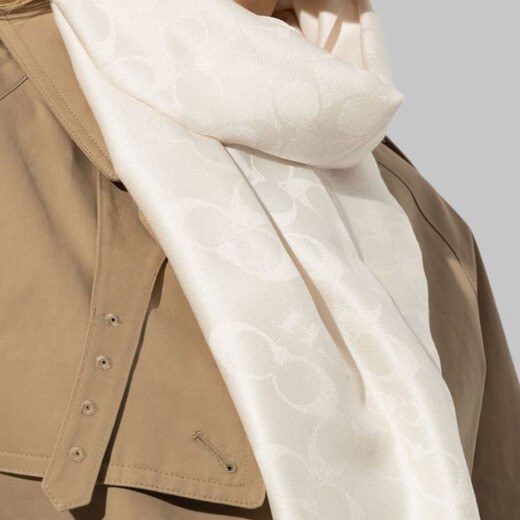 COACH Solid Color Design Lyocell Wool Scarf Women's White Default F