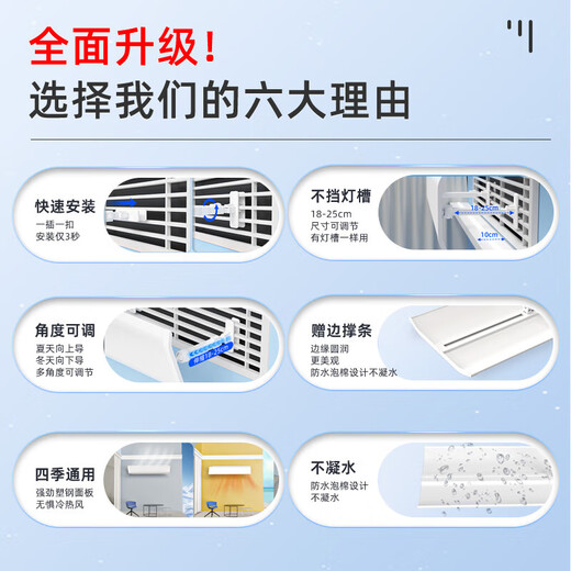 Yibaili central air conditioning windshield anti-direct blow air conditioning baffle cold wind deflector ceiling ceiling machine office porous model plastic steel upgraded model 60cm 5212