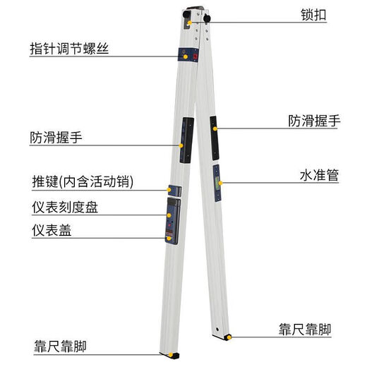 He Jiagong 2-meter aluminum alloy ruler with digital display detection ruler folding level ruler portable high-precision building inspection 2-meter digital display ruler set aluminum alloy box