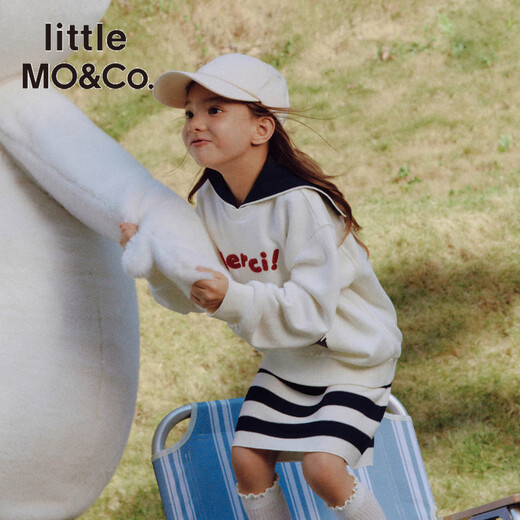 Little MO&Co.little moco children's clothing 26 spring new style boys and girls original bunny bear print sweatshirt long-sleeved top off-white 160 160/76