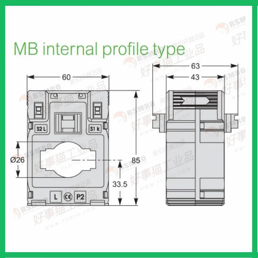 Schneider current transformer, accuracy level 0.5, current ratio 600/5, center hole 40 METSECT5MC080_current ratio 800_5_32