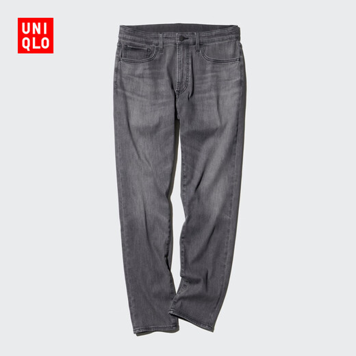 UNIQLO men's and women's EZY DENIM jeans washed products stretch trousers new style 475597 06 lead gray M