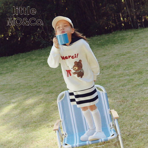Little MO&Co.little moco children's clothing 26 spring new style boys and girls original bunny bear print sweatshirt long-sleeved top off-white 160 160/76