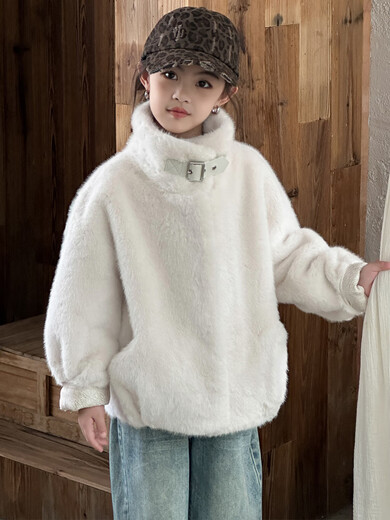BALA is suitable for the new autumn and winter children's fur outerwear. Girls' imitation mink one-piece coat gold mink velvet beige 110. Recommended height is about 110CM.