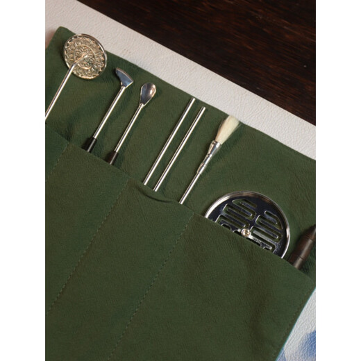 Shantou Lincun silver-plated ebony brass incense burner agarwood powder sealed entrance 056 silver-plated seal five-piece set + Ruihe picture cloth bag