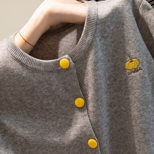 Sibaishe Xiaoxiangfeng round neck long-sleeved sweater for women 2026 spring new style single-breasted simple casual cardigan