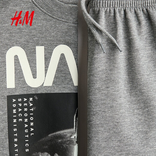H&M 2026 spring new children's clothing children's boys' sweatshirt and jogging pants 2-piece suit 1296447 mixed gray/NASA 100 100/56 (2-3Y)
