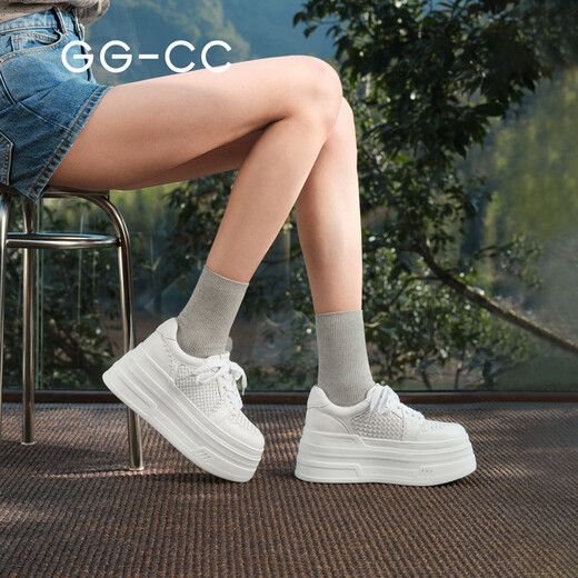 GG-CC pure white minor spring new trendy woven thick-soled white shoes women's casual shoes G26U8134 white 35