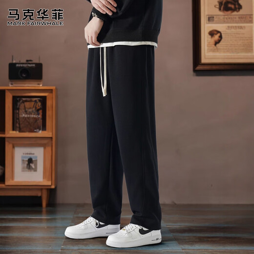 MARK FAIRWHALE Casual Pants Men's Winter Loose Guard Pants Men's Pants American Fashion Brand Wide Leg Long Pants Black XL