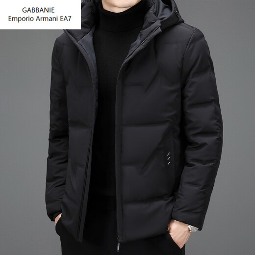 Emporio Armani EA7 Armani winter men's down jacket new style removable stand-up collar hooded men's white duck down thickened warm jacket shrimp green L 175 suitable for 120-135Jin Jin equals 0.5 kg