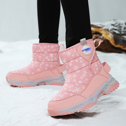 Chiyun girls' snow boots with fur integrated Northeast cold-resistant plus velvet to keep warm for middle-aged and older children high cotton boots winter 2026 Mi Ju 26