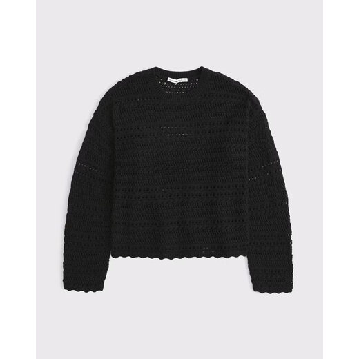 Abercrombie & Fitch American fashion resort style hollow design cotton long-sleeved sweater sweater 26 spring women's 150-6023 black XXS (160/76A)