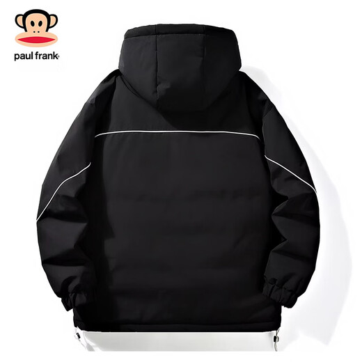大嘴猴（paul frank）日系简约羽绒服男士2025冬季新款潮牌设计感条纹休闲保暖连帽外套 深咖色 【50%白鸭绒】 6XL 【建议240-260斤】