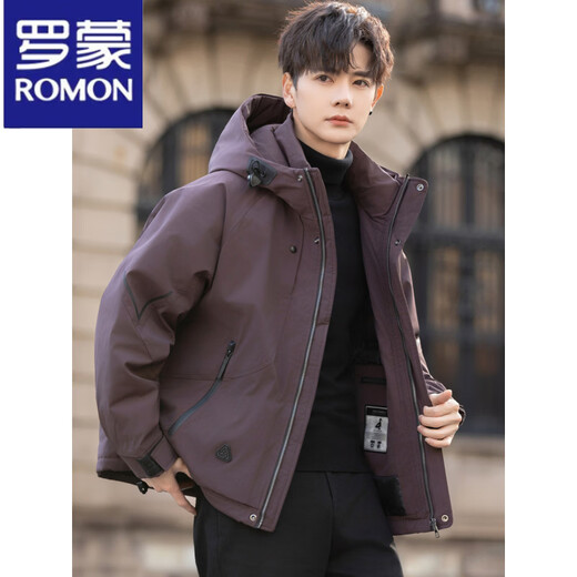 Мужская зимняя пуховая куртка ROMON с капюшоном, новый стиль, утолщенная и теплая уличная куртка, рабочая куртка, черная, XL, вес 140-160Jin Jin, вес 0,5 кг.