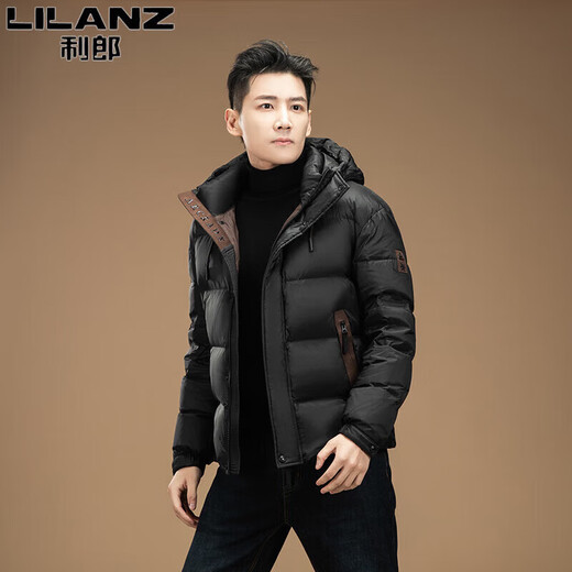 LILANZ Short Down Jacket Men's 2025 Winter Thickened Warm Bread Down Jacket Casual Hooded Jacket for Men and Women Black 2310 Same Style for Men and Women M 90-110Jin Jin is equal to 0.5 kg