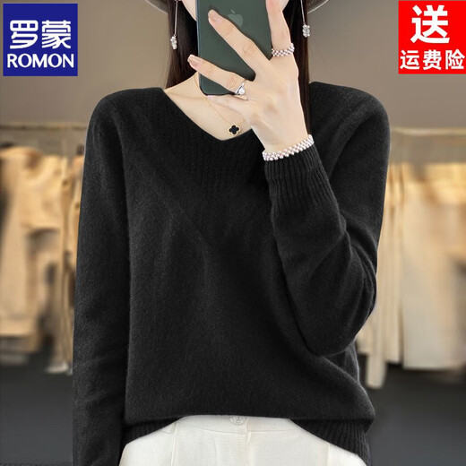 ROMON 200 Jin Jin is equal to 0.5 kg. Wearable V-neck sweater for women, loose autumn and winter new style thin large size slimming solid color top bottoming sweater. Gray S. Recommendation: 90 Jin Jin is equal to 0.5 kg or less.