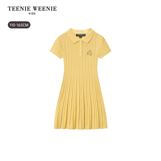 Teenie Weenie Kids 26 years new girls college woolen lapel short-sleeved dress pink 165cm