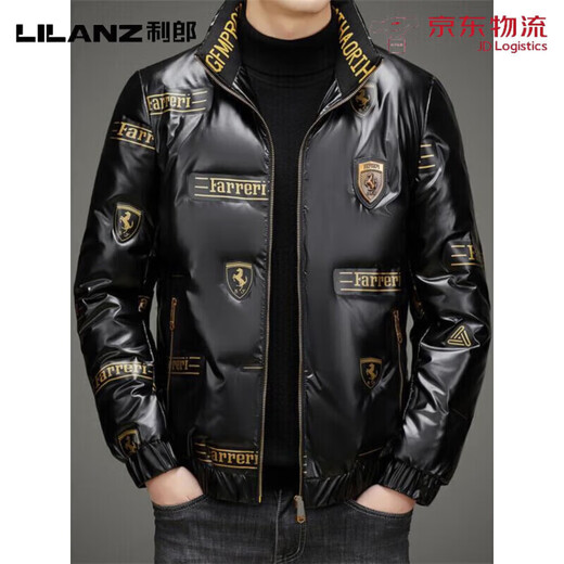 LILANZ Мужской глянцевый несмываемый пуховик Короткий зимний стиль Утепленный модный красивый повседневный утиный черный цвет L _Рекомендуется 100-120 Джин Джин равен 0,5 кг для ношения