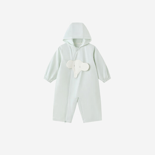 Ying's Haute Couture Series Baby Jumpsuit Baby Hooded Long-Sleeved Harness Spring and Summer Knitted Zipper Romper New Light Green 73cm