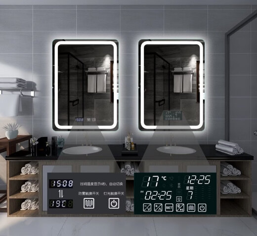 DYQTled Smart Mirror Touch Screen with Light Bathroom Mirror Anti-fog Bathroom Wall Mounted Cosmetic Mirror Bathroom Illuminated Mirror Horizontal Hanging or Customized Size Please Specify (Remarks) 400x600 mm