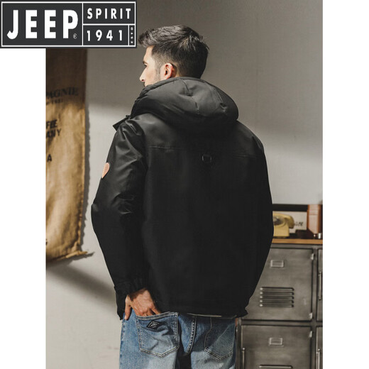 JEEP SPIRIT吉普美式连帽羽绒服男冬季2025年新款宽松户外工装外套男秋冬款 绿色 M 适合95-120斤