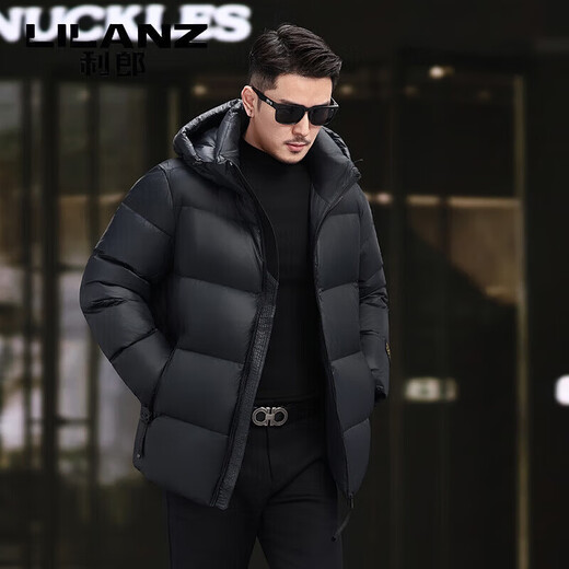 Мужской пуховик LILANZ, зима 2025, новинка, утолщенный, высокий вес, 90% белый гусиный пуховик, теплая и защита от холода, черный S
