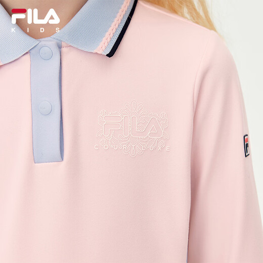 FILA children's clothing long-sleeved T-shirt 2025 winter new style girls and children loose sports POLO shirt hazy pink-LP 105
