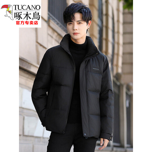 Мужская пуховая куртка Woodpecker (TUCANO), новинка 2025 года, зимняя утолщенная теплая белая утиная пуховая куртка в корейском стиле, повседневная куртка с воротником-стойкой, армейский зеленый M 100-125Jin Jin весит 0,5 кг
