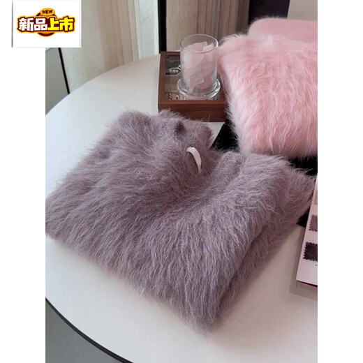 Chujing atmosphere green mink velvet pullover sweater for women in winter loose soft waxy lazy style inner sweater thick matcha green L