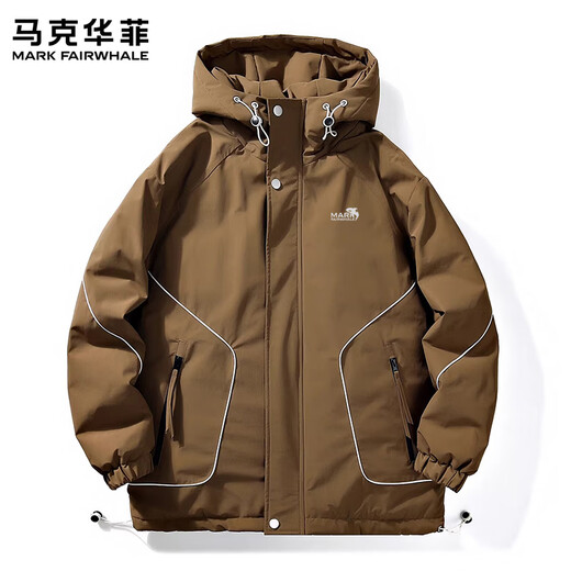 MARK FAIRWHALE Американский повседневный мужской пуховик в стиле ретро 2025 года, зима, новый свободный теплый и удобный модный брендовый топ, флуоресцентно-зеленый, 50% белого утиного пуха, рекомендуется 6XL 240-260Jin Jin равен 0,5 кг