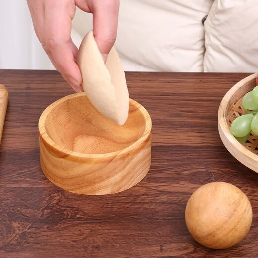 Runhuanian Wooden New Pressed Round Dumpling Skin Pressing Device Artifact Dumpling Cake Skin Wrapped Water Household Dumpling Mold Essential for making dumplings - natural solid wood 1 ball without base