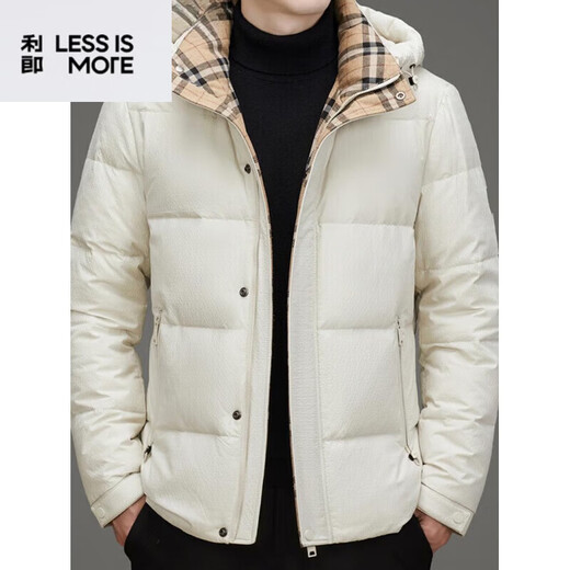 丨Lilang丨Lilang Men's Down Jacket Winter New Business Casual Middle-aged Stand Collar Hooded White Duck Down Men's Warm Jacket Black M 170