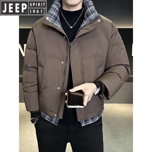 JEEP Jeep искусственный пуховик из двух частей, мужской утепленный зимний 2026, новая морозостойкая одежда, теплая зимняя куртка, мужская мода, черный XL