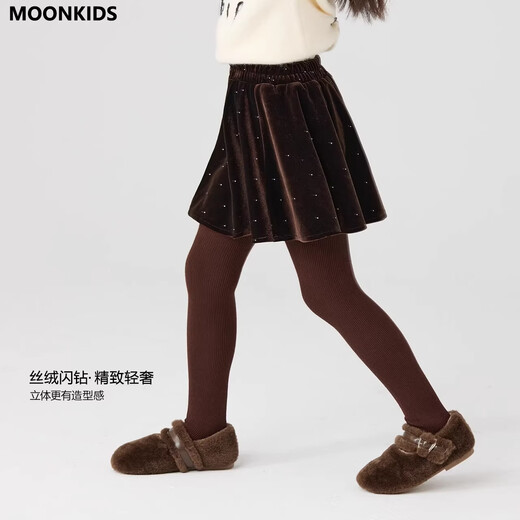 I.KARNOW girls velvet skirt winter 2026 new children's winter clothing high-end skirt big children fashion black skirt 4500 black velvet skirt no pantyhose 140