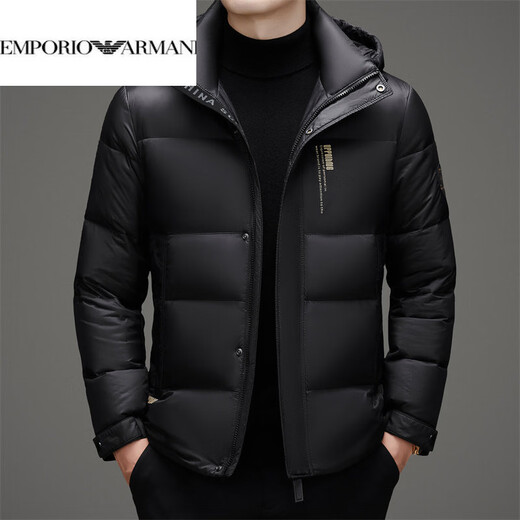 EMPORIO ARMANI阿玛尼男士加厚连帽羽绒服2025冬季新款男装中年爸爸商务休闲保暖 红色 3XL 190