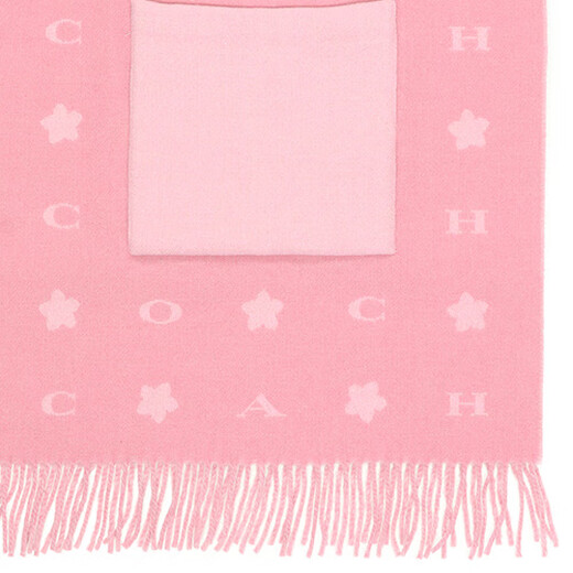 COACH Tassel Warm and Fashionable Wool Scarf Women's Pink Default F
