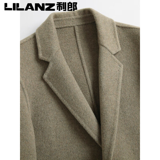 LILANZ利郎2025秋冬流行羊毛双面绒大衣男修身中长款西装领妮子风衣外套 芒果绿 M 170