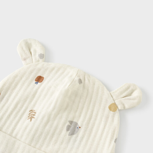 Tongtai (TONGTAI) Newborn Hat Summer Pure Cotton Newborn Baby Mesh Fetal Hat Baby Going Out Cute Jacquard Windproof Hat Off-White 0-6 Months, 38-44cm