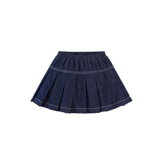 Minibala (minibala) college style minibala girls baby children versatile soft breathable denim pleated skirt spring new denim dark blue 88301 80