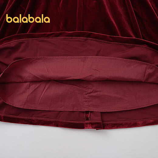 Balabala children's clothing children's dress girls spring velvet princess dress embroidered sweet doll collar fashionable red tone 00466 110